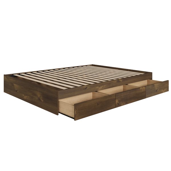 Nexera Contemporary Twin Bed - 3-Drawers - Truffle