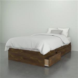 Nexera Contemporary Twin Bed - 3-Drawers - Truffle