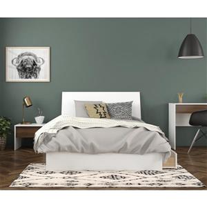 Nexera Sahara Full Bedroom Set - 3 Pieces - White/Walnut