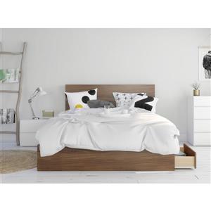 Nexera Hera Queen Bedroom Set - 3 Pieces - Walnut/White