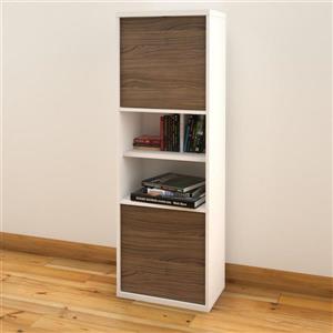 Nexera Liber-T Contemporary Bookcase - 2-Doors - White/ Walnut