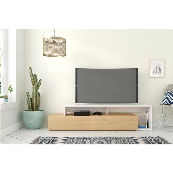Nexera TV Stand - 72-in - Wood - Natural Maple/White