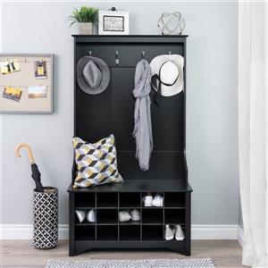 Prepac Hall Tree with Shoe Storage - Black - 38-in x 68-in