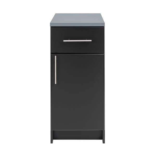 Armoire de plancher Elite, 1 porte et 1 tiroir, noir, 16 po