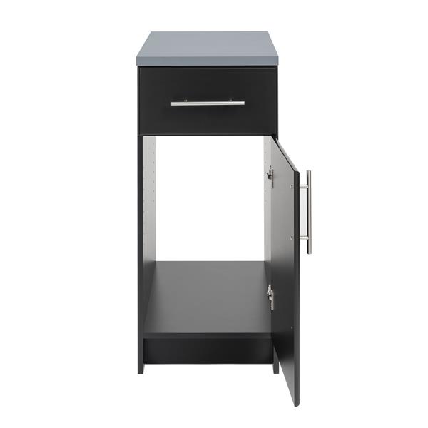 Armoire de plancher Elite, 1 porte et 1 tiroir, noir, 16 po