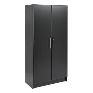Prepac Elite Storage Cabinet - 2-Door - Black - 32-in W x 65-in H x 16-in D