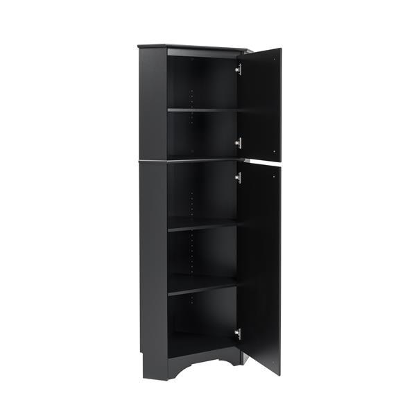 Armoire haute de coin Elite à deux portes, noir, 29 pox 72 po