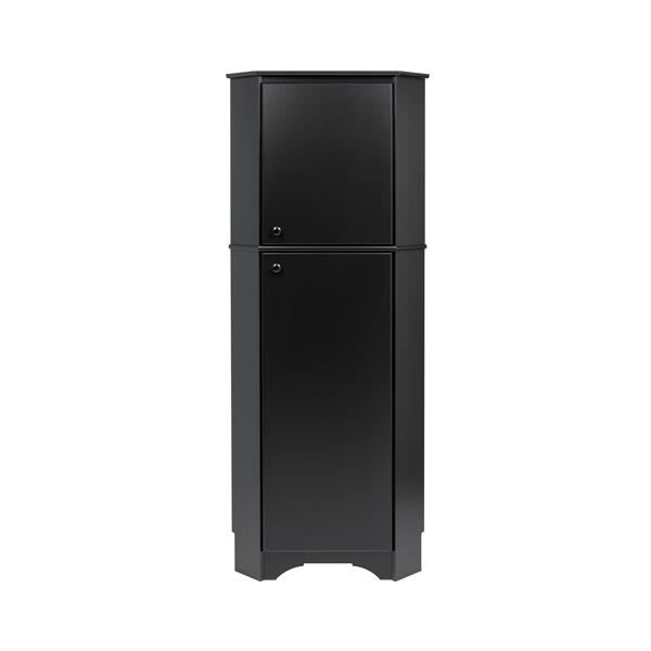 Armoire haute de coin Elite à deux portes, noir, 29 pox 72 po