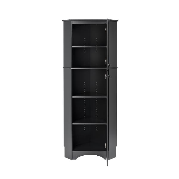 Armoire haute de coin Elite à deux portes, noir, 29 pox 72 po