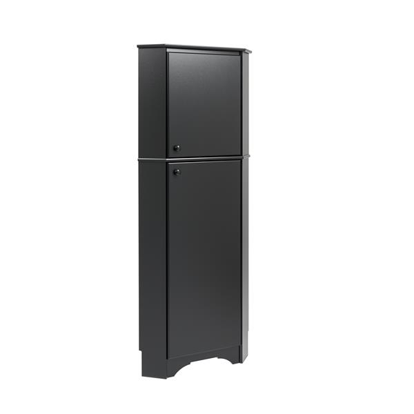 Prepac Elite Tall 2 Door Corner Storage, Tall Corner Cabinet With Doors Black