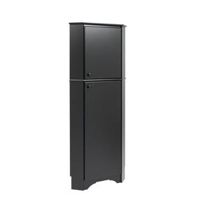 Prepac Elite Tall 2-Door Corner Storage Cabinet - Black - 29-in x 72-in