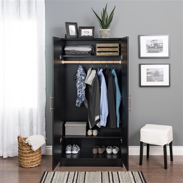 Prepac Elite Wardrobe Cabinet - Black - 32-in W x 65-in H x 20-in D
