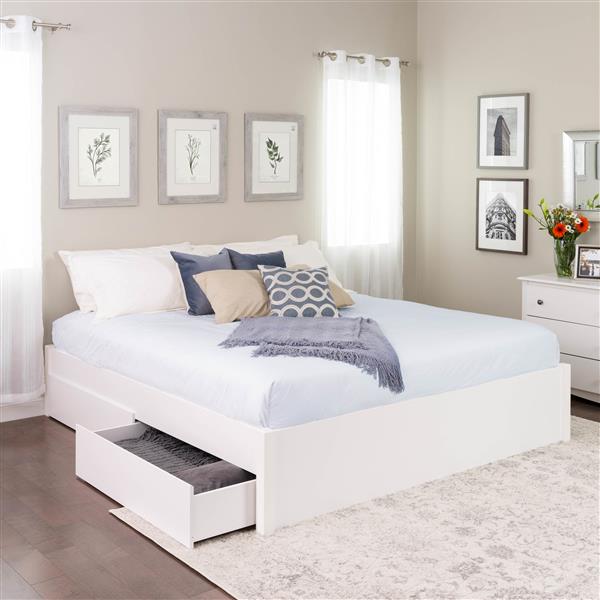 Prepac Select Platform Bed With 2, White Queen Bed Frame With Storage Canada