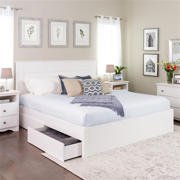 Prepac Select White King Platform Bed with 4 Drawers