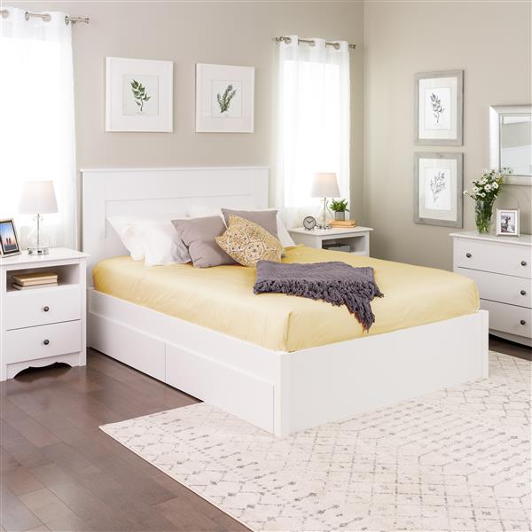 Prepac Select Platform Bed with 2 Drawers - White - Queen