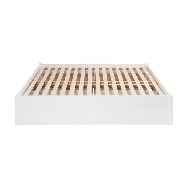 Prepac Select Platform Bed with 4 Drawers - White - Queen