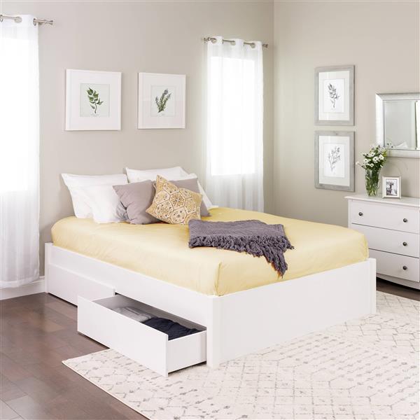 4 Drawers White Queen Wbsq 1302 4k, Queen Wood Bed Frame No Headboard