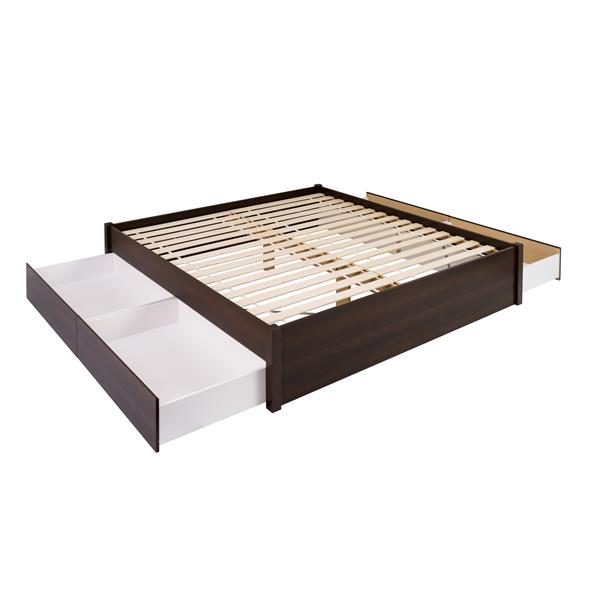 Prepac Select Platform Bed with 4 Drawers - Espresso - King