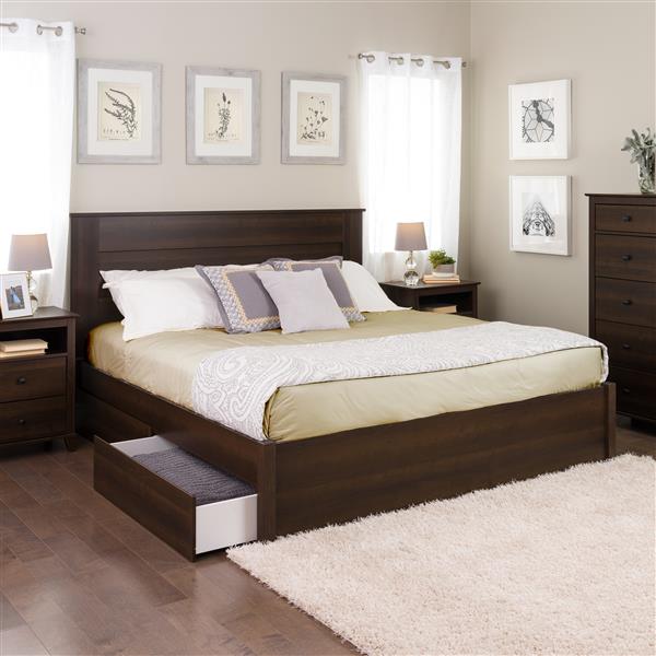 Prepac Select Platform Bed With 4, Espresso Wood King Size Bed Frame