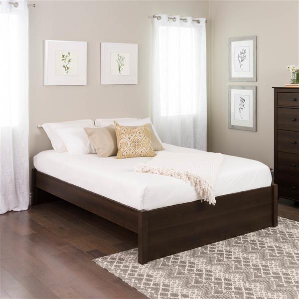 Prepac Select 4 Post Platform Bed, Espresso Wood Bed Frame Queen