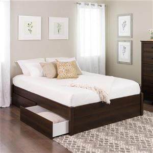 Prepac Select 4-Post Platform Bed with 2 Drawers - Queen - Espresso