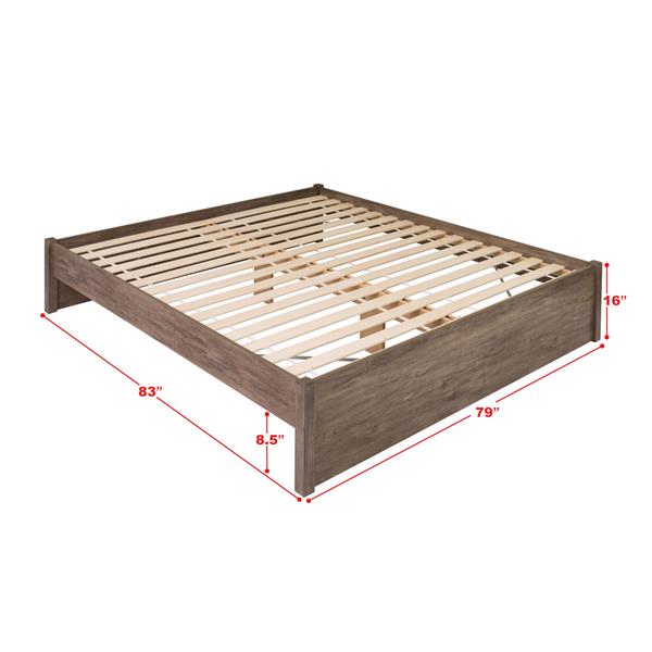 Prepac Select 4-Post Platform Bed - Drifted Gray - King