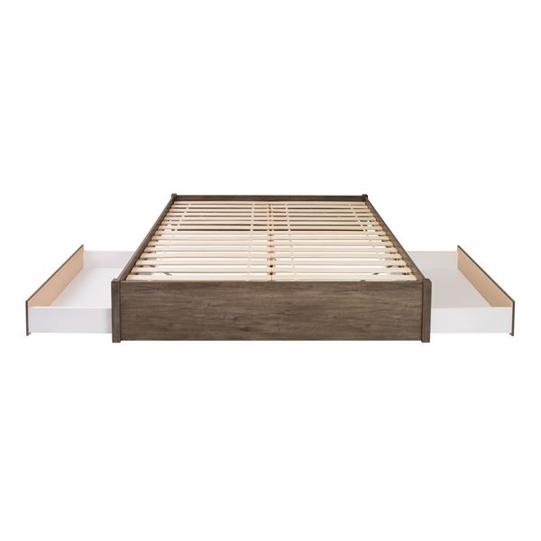 Prepac Select 4-Post Platform Bed 2 Drawers - Drifted Gray - King