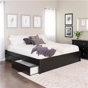 Prepac Select 4-Post Platform Bed with 2 Drawers - Black - King