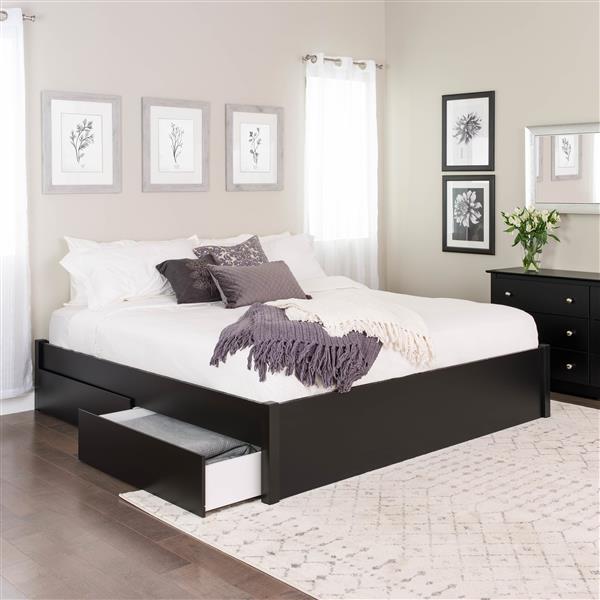 Prepac King Select 4 Post Platform Bed, King Size Bed Frame With 4 Drawers