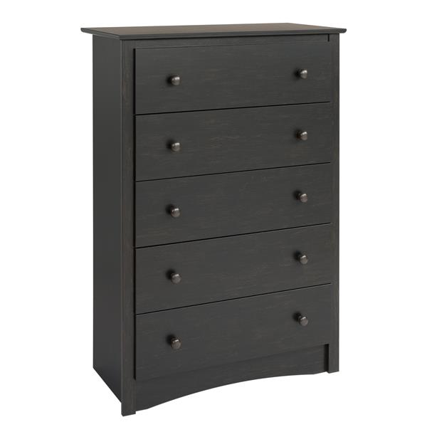 Prepac Sonoma Chest with 5-Drawer - Black - 45-inx 31.5-in