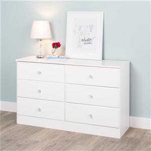 Prepac Astrid Dresser with Acrylic Knobs 6-Drawer - White - 28-in x 47-in