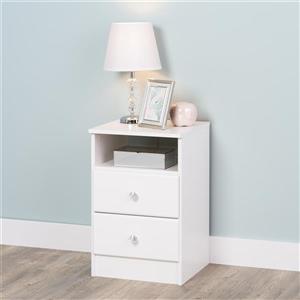 Prepac Astrid Nightdstand with Acrylic Knobs - 2-Drawer - White