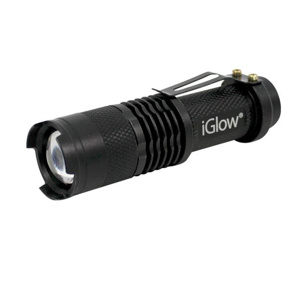 iGlow High Power Tactical LED Flashlight - 3.7-in - Black