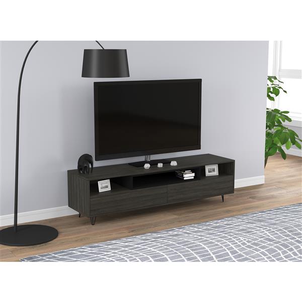 Safdie & Co. Tv Stand with 2 Drawers & 3 Shelves - Grey Wood - 55-in L