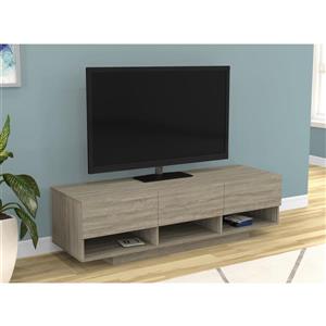 Meuble audio-vidéo 3 tiroirs / 3 étagères, taupe foncé, 60"L