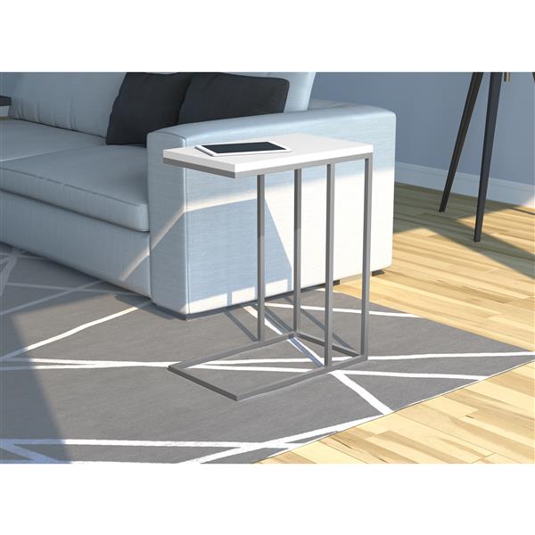 Safdie Co C Shaped End Table White And Silver Metal 20 In X24 In Rona