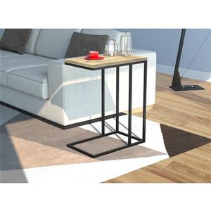 Safdie & Co. C-Shaped End Table - Reclaimed Wood With Black Metal