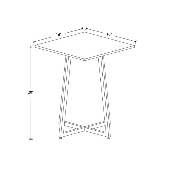Safdie & Co. Square End Table - Dark Taupe and Black Metal