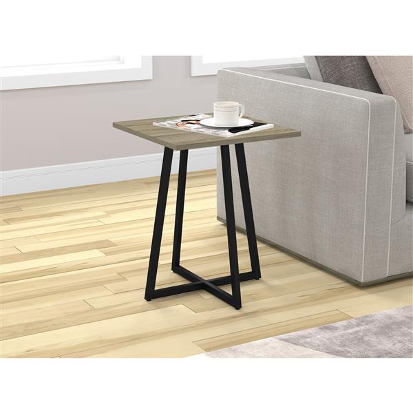 Safdie & Co. Square End Table - Dark Taupe and Black Metal