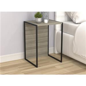 Table d'appoint double usage en bois, gris et métal noir