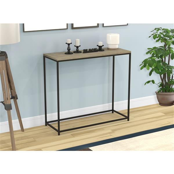 Safdie And Co Console Table Dark Taupe And Black Metal Base 32 In L Rona