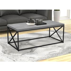 Safdie & Co. Coffee Table - Gray Cement With Black Metal - 44-in L