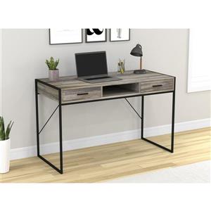 Safdie & Co. Computer Desk With Drawers Distressed Wood /Black Metal 48-in