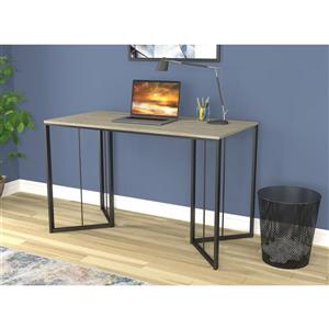 Bureau d'ordinateur Safdie & Co, taupe foncé/métal noir, 48 po