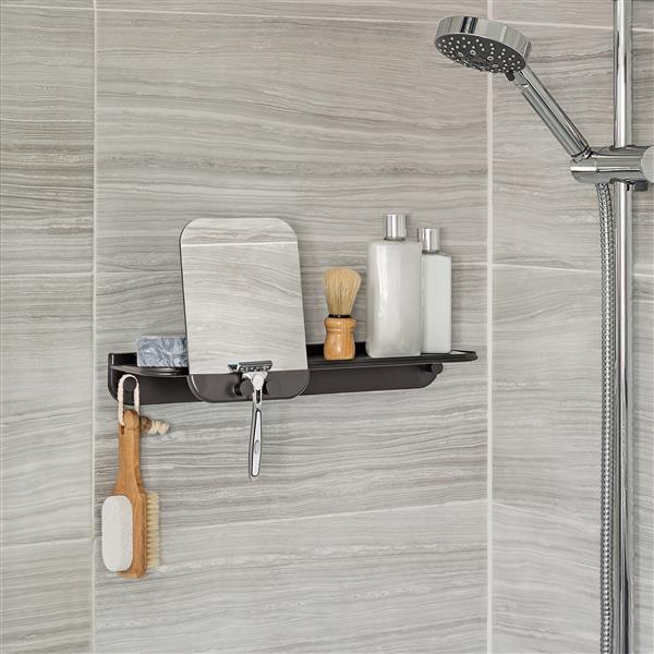 Better Living GLIDE Shower Shelf with Mirror - Black - 18-in
