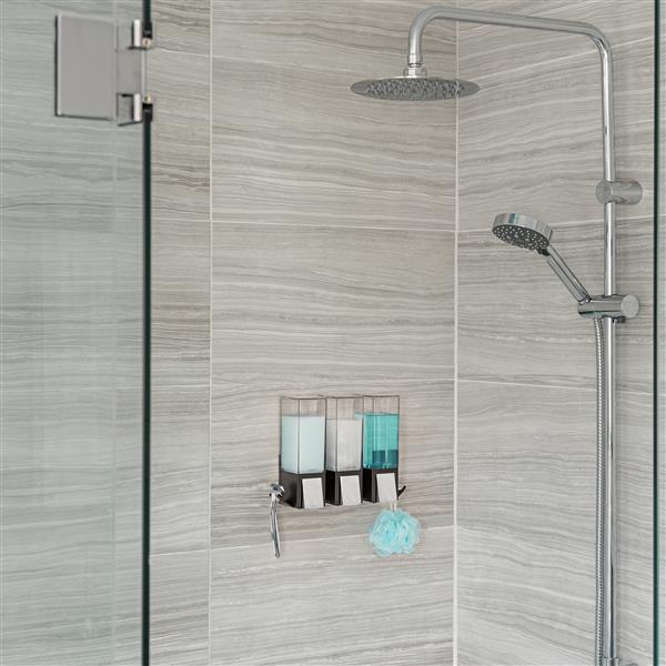Support de douche et de shampoing en acier inoxydable SUS304 avec serrure  simple - Support mural pour distributeur de savon de salle de bain