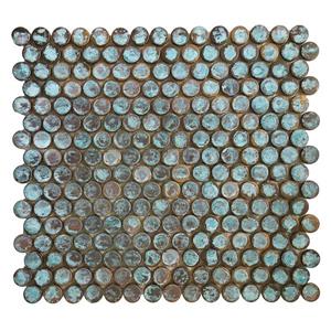Tuile mosaïque murale, cuivre patiné, 12"x12", paquet de 11