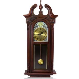 Horloge murale Bedford, 17,25" x 38", bois, merisier
