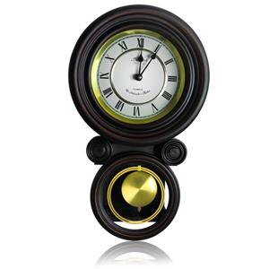 Horloge murale ronde Bedford, 9,7" x 16,5", bois, noir