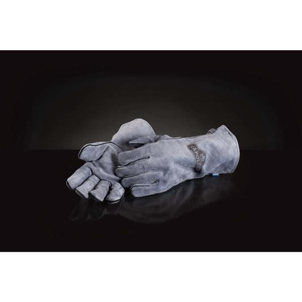 Gants de BBQ, cuir véritable, gris